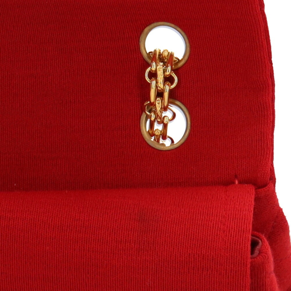 CHANEL W Flap Matelasse Shoulder Bag Cotton Red Women's - Picture 7 of 9
